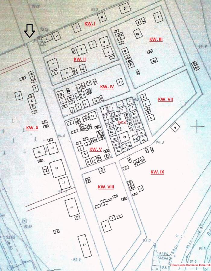Plan cmentarza ewangelickiego w Kole
